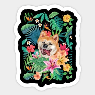 Tropical Red Akita 1 Sticker